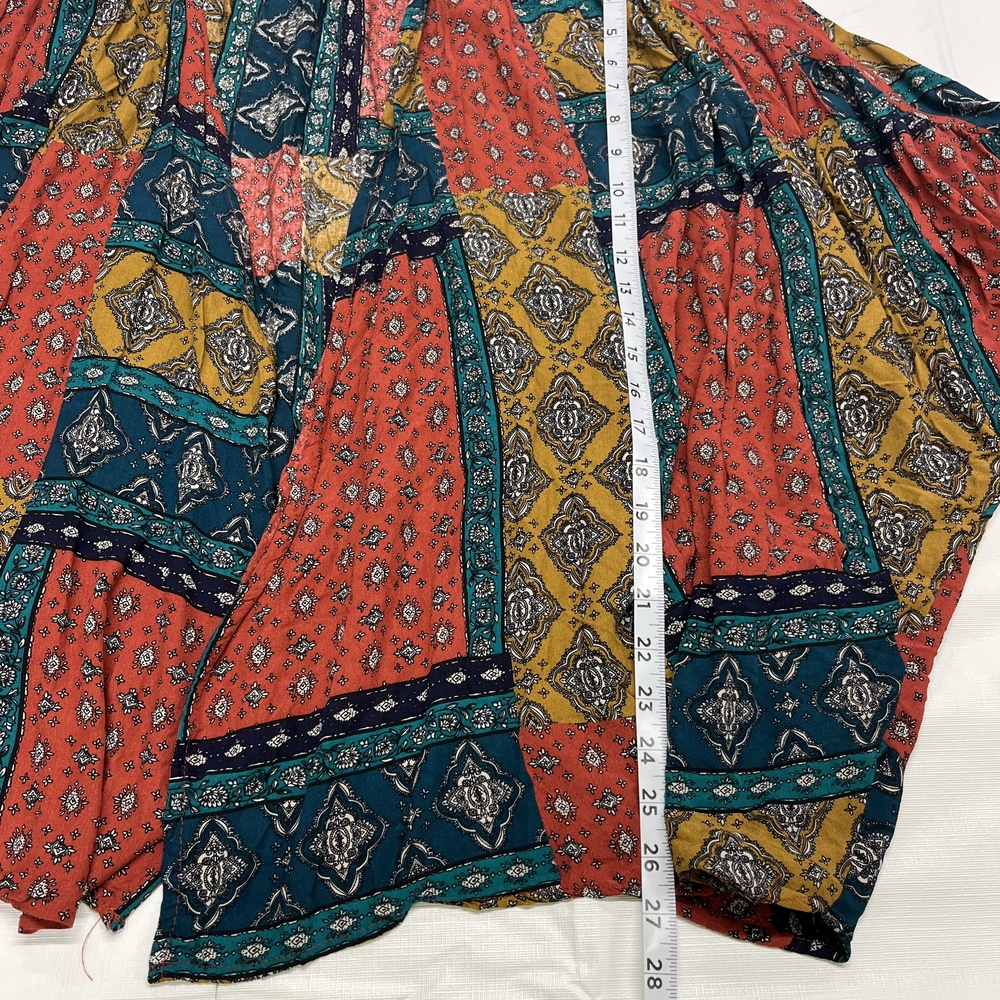 Hayden Los Angeles Rust Multi Patchwork Print Kimono Long‎ Sleeve Flowy Size 1X - Picture 4 of 5